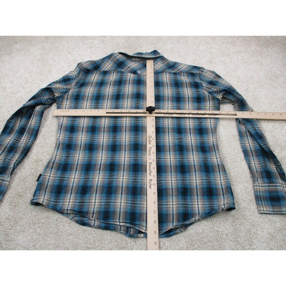 Kuhl Shirt Womens Extra Large XL Blue Gray Plaid Western Pearl Snap Up Top - Picture 9 of 12